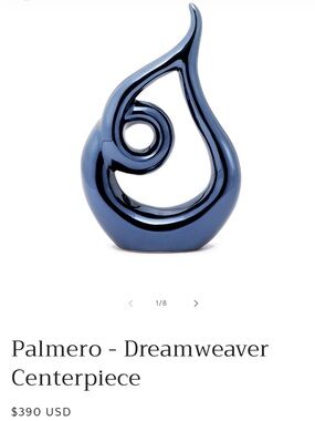 Glossy Ceramic Sculpture - Blue Accent